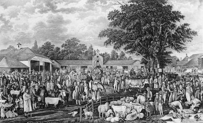 Woburn Sheepshearing, engraved by Thomas Morris, 1811 by George Garrard